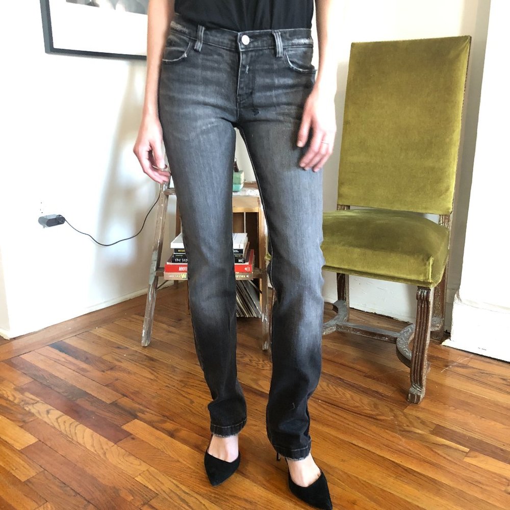 Vintage Y2K KSUBI TSUBI Distressed Straight Leg Denim Jeans - Charcoal Grey Wash - Picture 12 of 16